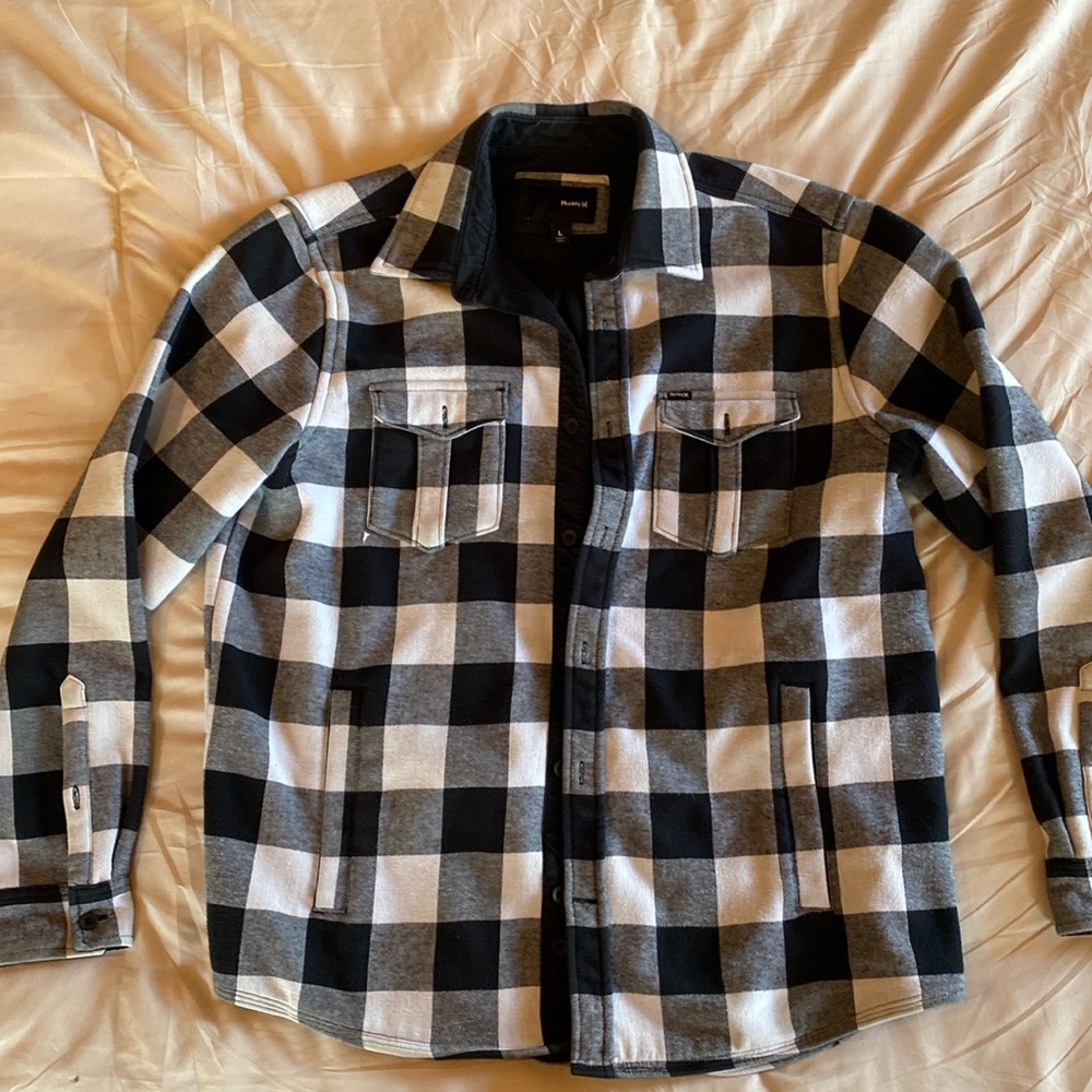 Hurley Plaid Shirt Jacket size Large